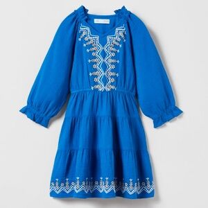 ZARA EUC 100% Cotton Muslin Embroidered Long Sleeve Dress